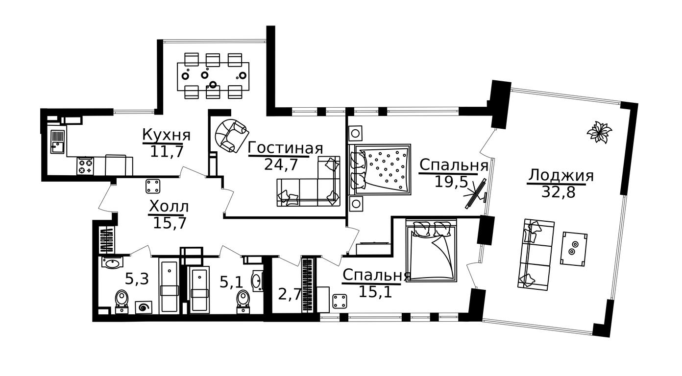 3-BD Apartment Sale, 116.1 sq. m. at ONYX Deluxe, Khersonskaya Street, 43к5, Moscow, Russia #1 3-BD Apartment Sale, 116.1 sq. m. at ONYX Deluxe, Khersonskaya Street, 43к5, Moscow, Russia #1