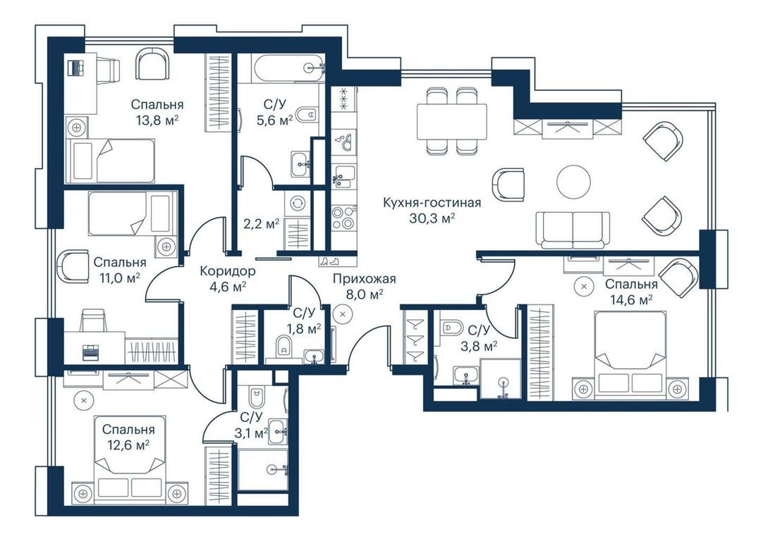 4-BD Apartment Sale, 111.5 sq. m. at City Bay, Volokolamskoye Highway, 95с3, Moscow, Russia #1 4-BD Apartment Sale, 111.5 sq. m. at City Bay, Volokolamskoye Highway, 95с3, Moscow, Russia #1