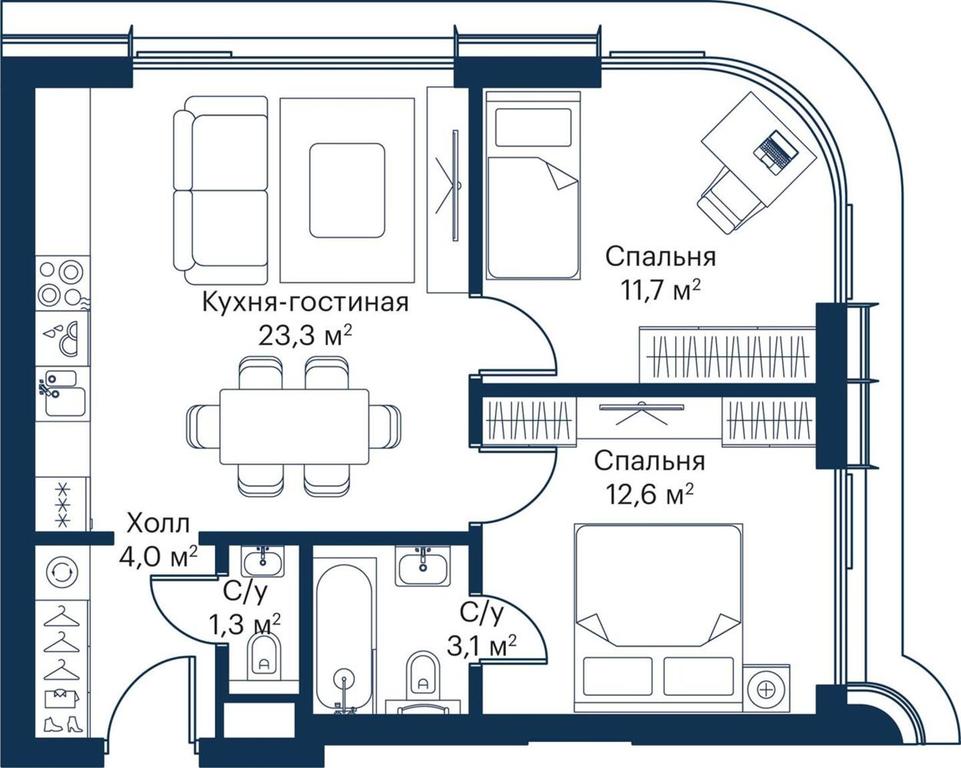 2-BD Apartment Sale, 54.71 sq. m. at City Bay, Volokolamskoye Highway, 95с3, Moscow, Russia #1 2-BD Apartment Sale, 54.71 sq. m. at City Bay, Volokolamskoye Highway, 95с3, Moscow, Russia #1
