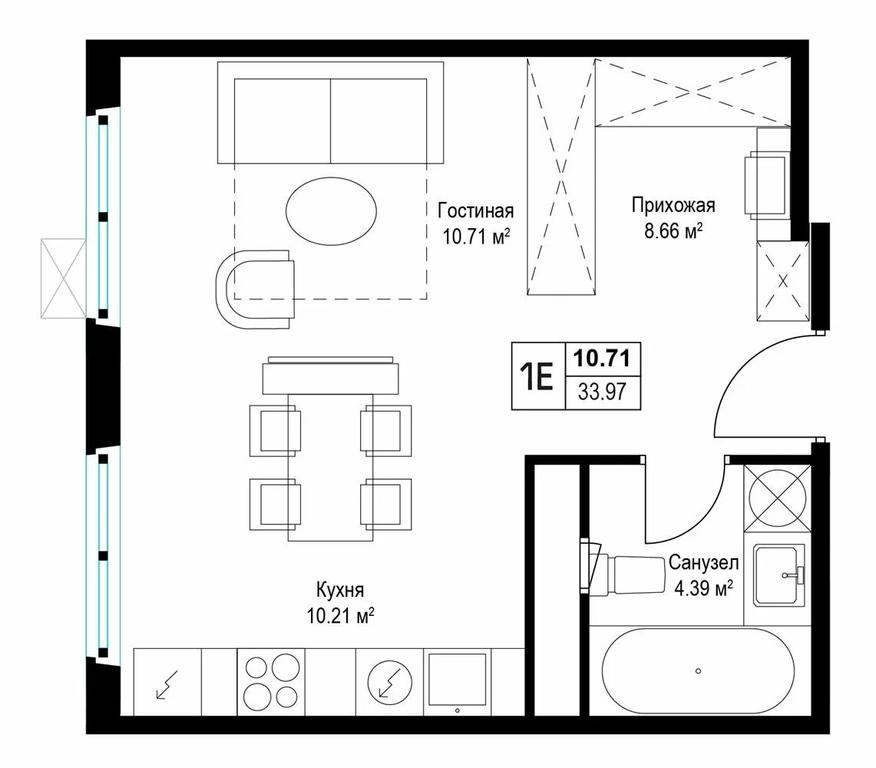 Apartment Sale, 34 sq. m. at Eko Vidnoe 2.0, kvartal Tsentralny, 1, Kupelinka Subdistrict, derevnya Sapronovo, Leninskiy City District, Moscow Region, Russia #2