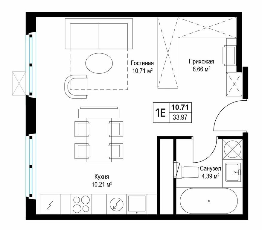 Продажа квартиры, 33,97 м² в ЖК «Эко Видное 2.0», квартал Центральный, 1, микрорайон Купелинка, деревня Сапроново, Ленинский городской округ, Московская область, Россия #2