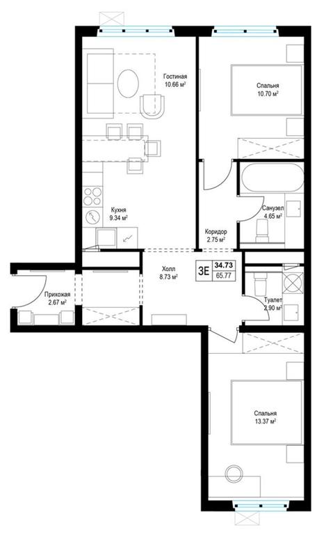 2-BD Apartment Sale, 65.9平方米 at Eko Vidnoe 2.0, kvartal Tsentralny, 1, Kupelinka Subdistrict, derevnya Sapronovo, Leninskiy City District, Moscow Region, Russia #1 2-BD Apartment Sale, 65.9平方米 at Eko Vidnoe 2.0, kvartal Tsentralny, 1, Kupelinka Subdistrict, derevnya Sapronovo, Leninskiy City District, Moscow Region, Russia #1