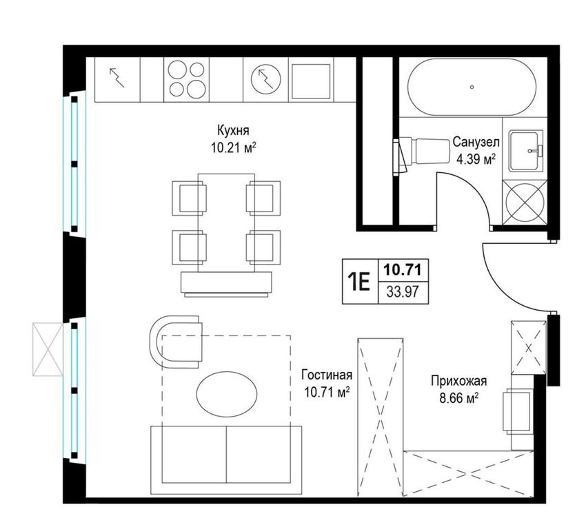 Продажа квартиры, 33,97 м² в ЖК «Эко Видное 2.0», квартал Центральный, 1, микрорайон Купелинка, деревня Сапроново, Ленинский городской округ, Московская область, Россия #1