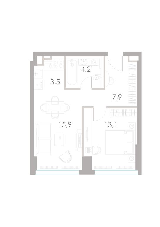 1-BD Apartment Sale, 44.6 sq. m. at River Park Towers, Kutuzovsky Drive, 16с1, Moscow, Russia #1