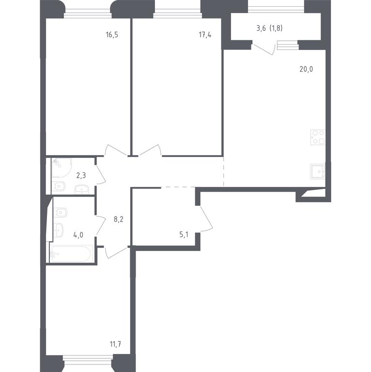 2-BD Apartment Sale, 85.1 sq. m. at Zareche Park, Zarechnaya ulitsa, 25с1, rabochiy posyolok Zarechye, Odintsovskiy City District, Moscow Region, Russia #1 2-BD Apartment Sale, 85.1 sq. m. at Zareche Park, Zarechnaya ulitsa, 25с1, rabochiy posyolok Zarechye, Odintsovskiy City District, Moscow Region, Russia #1