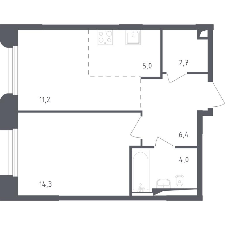 Apartment Sale, 42.4 sq. m. at Zareche Park, Zarechnaya ulitsa, 25с1, rabochiy posyolok Zarechye, Odintsovskiy City District, Moscow Region, Russia #1 Apartment Sale, 42.4 sq. m. at Zareche Park, Zarechnaya ulitsa, 25с1, rabochiy posyolok Zarechye, Odintsovskiy City District, Moscow Region, Russia #1