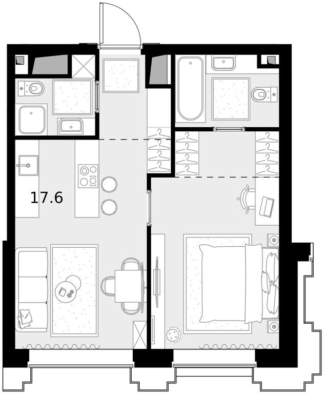 1-BD Apartment Sale, 45.5 sq. m. at Vysotka na Zhukova, Demyana Bednogo Street, вл24, Moscow, Russia #1