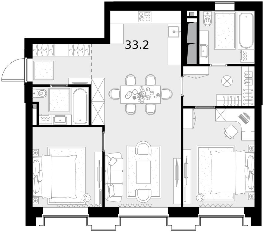 2-BD Apartment Sale, 80 sq. m. at Vysotka na Zhukova, Demyana Bednogo Street, вл24, Moscow, Russia #1 2-BD Apartment Sale, 80 sq. m. at Vysotka na Zhukova, Demyana Bednogo Street, вл24, Moscow, Russia #1