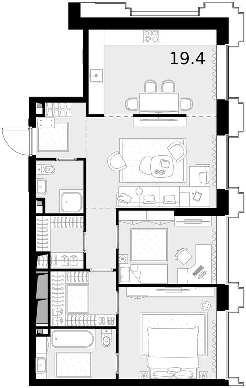 2-BD Apartment Sale, 80.8 sq. m. at Vysotka na Zhukova, Demyana Bednogo Street, вл24, Moscow, Russia #1