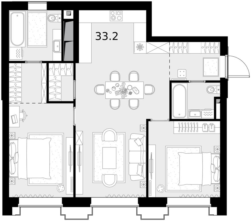 2-BD Apartment Sale, 80 sq. m. at Vysotka na Zhukova, Demyana Bednogo Street, вл24, Moscow, Russia #1 2-BD Apartment Sale, 80 sq. m. at Vysotka na Zhukova, Demyana Bednogo Street, вл24, Moscow, Russia #1