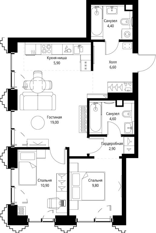 2-BD Apartment Sale, 64.1平方米 at SET, Vereyskaya Street, Moscow, Russia #1 2-BD Apartment Sale, 64.1平方米 at SET, Vereyskaya Street, Moscow, Russia #1