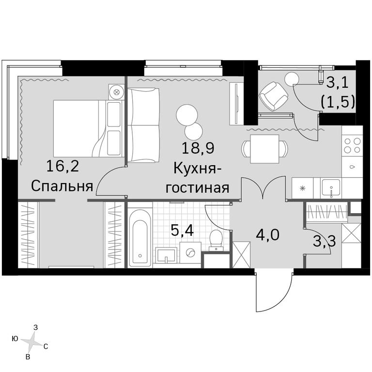 2-BD Apartment Sale, 49.3 sq. m. at Sky Garden, Stroitelny Drive, 9с6, Moscow, Russia #1 2-BD Apartment Sale, 49.3 sq. m. at Sky Garden, Stroitelny Drive, 9с6, Moscow, Russia #1
