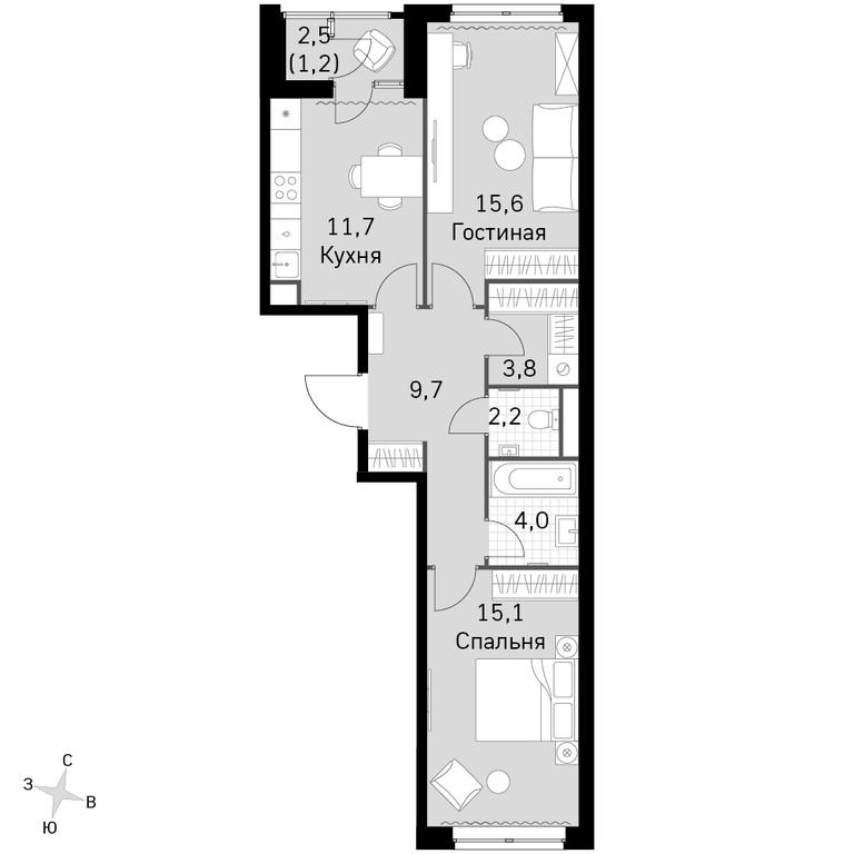 2-BD Apartment Sale, 63.3平方米 at Sky Garden, Stroitelny Drive, 9с6, Moscow, Russia #1 2-BD Apartment Sale, 63.3平方米 at Sky Garden, Stroitelny Drive, 9с6, Moscow, Russia #1