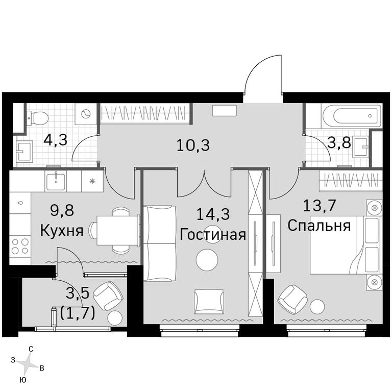 2-BD Apartment Sale, 57.9 sq. m. at Sky Garden, Stroitelny Drive, 9с6, Moscow, Russia #1 2-BD Apartment Sale, 57.9 sq. m. at Sky Garden, Stroitelny Drive, 9с6, Moscow, Russia #1