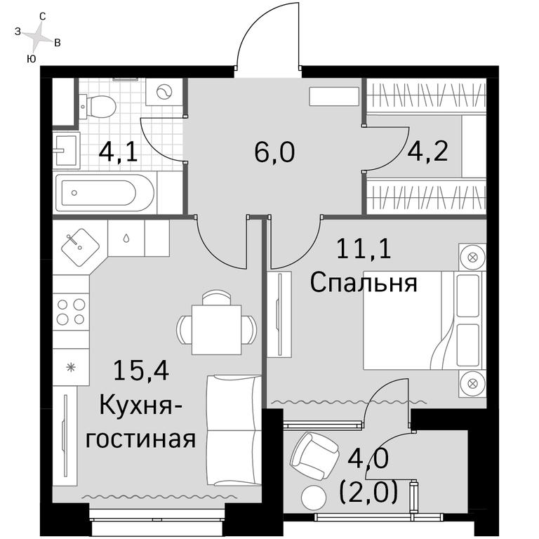 1-BD Apartment Sale, 42.8 sq. m. at Sky Garden, Stroitelny Drive, 9с6, Moscow, Russia #1 1-BD Apartment Sale, 42.8 sq. m. at Sky Garden, Stroitelny Drive, 9с6, Moscow, Russia #1