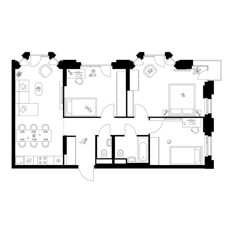 3-BD Apartment Sale, 73.6 sq. m. at Irtyshskiy Kvartal, 2nd Irtyshsky Drive, Moscow, Russia #2