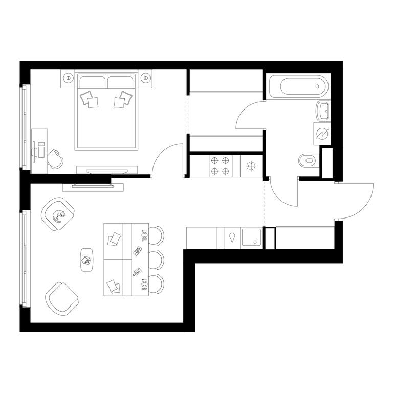 1-BD Apartment Sale, 42.9 sq. m. at Irtyshskiy Kvartal, 2nd Irtyshsky Drive, Moscow, Russia #1