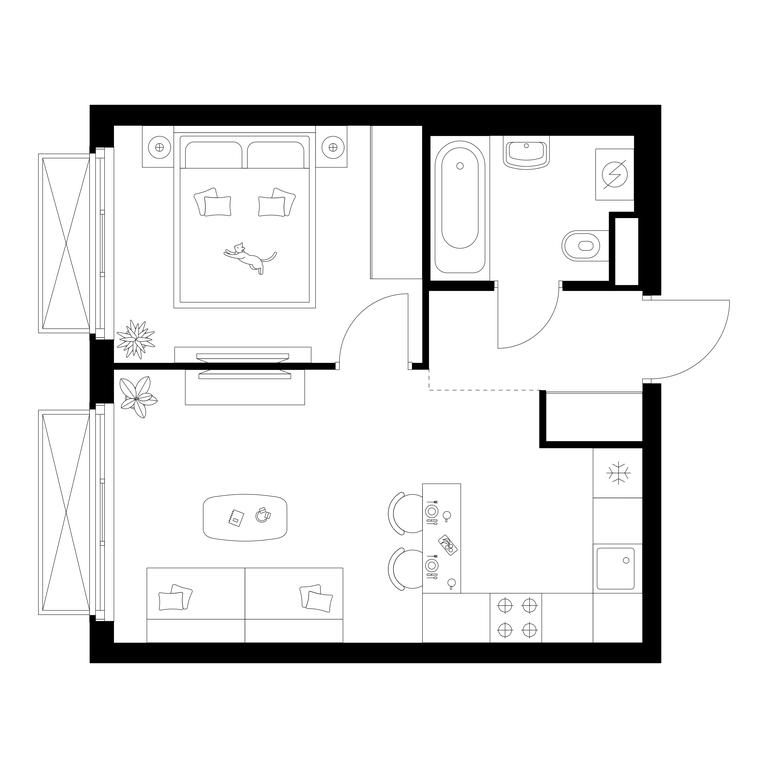 1-BD Apartment Sale, 35.8 sq. m. at Irtyshskiy Kvartal, 2nd Irtyshsky Drive, Moscow, Russia #1