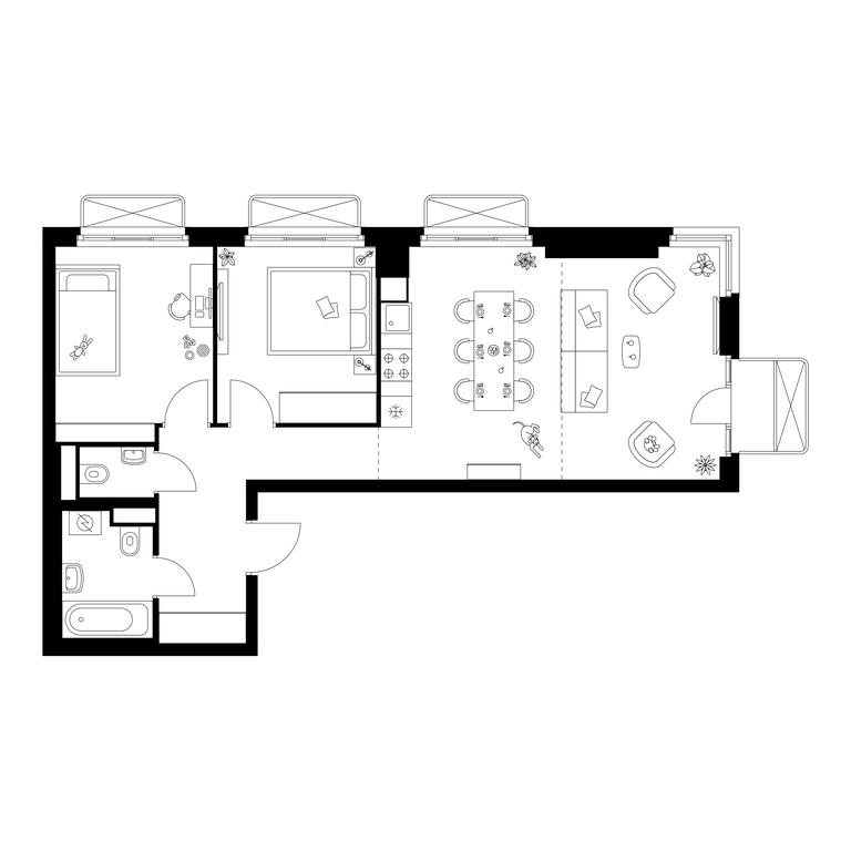 2-BD Apartment Sale, 61.4 sq. m. at Irtyshskiy Kvartal, 2nd Irtyshsky Drive, Moscow, Russia #1