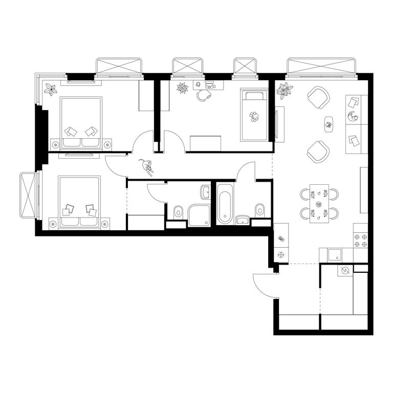 3-BD Apartment Sale, 83.3 sq. m. at Irtyshskiy Kvartal, 2nd Irtyshsky Drive, Moscow, Russia #1