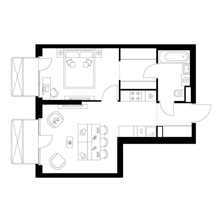 1-BD Apartment Sale, 43.7 sq. m. at Irtyshskiy Kvartal, 2nd Irtyshsky Drive, Moscow, Russia #1 1-BD Apartment Sale, 43.7 sq. m. at Irtyshskiy Kvartal, 2nd Irtyshsky Drive, Moscow, Russia #1