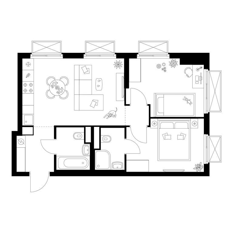 2-BD Apartment Sale, 49.3 sq. m. at Irtyshskiy Kvartal, 2nd Irtyshsky Drive, Moscow, Russia #1