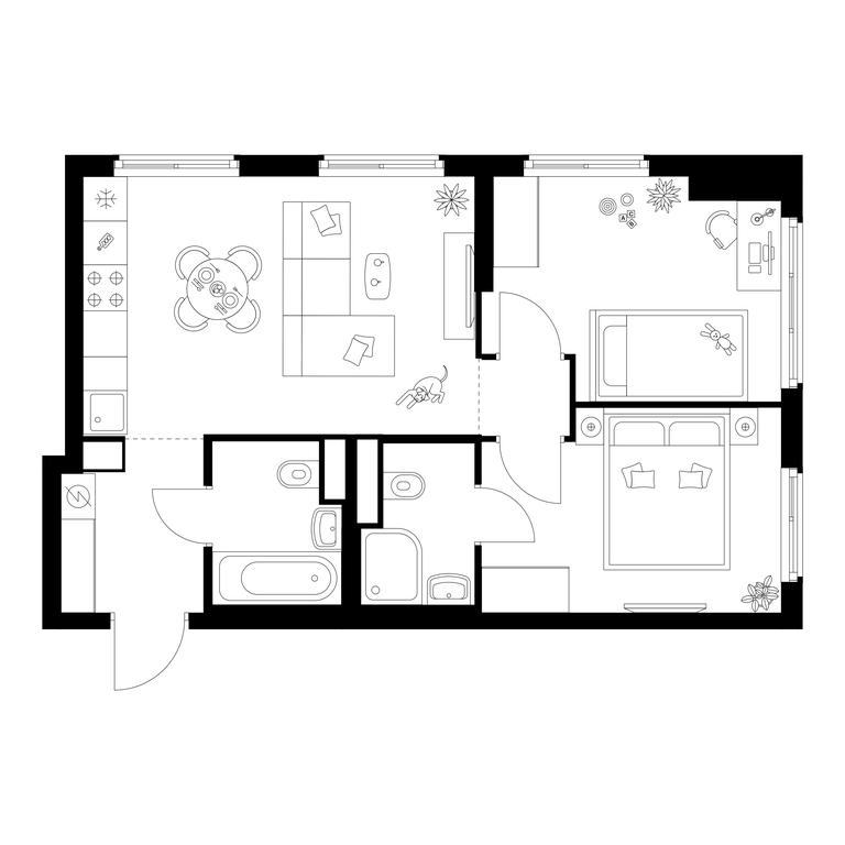 2-BD Apartment Sale, 49.4 sq. m. at Irtyshskiy Kvartal, 2nd Irtyshsky Drive, Moscow, Russia #1