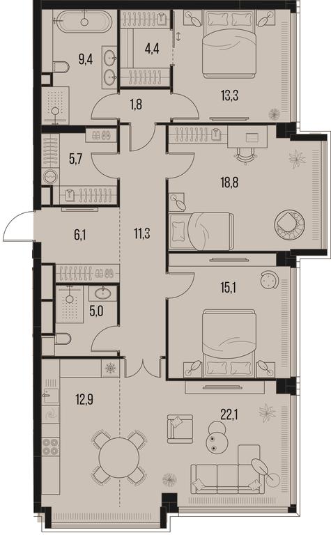 3-BD Apartment Sale, 125.9 sq. m. at High Life, Letnikovskaya Street, 11/10с1, Moscow, Russia #1 3-BD Apartment Sale, 125.9 sq. m. at High Life, Letnikovskaya Street, 11/10с1, Moscow, Russia #1