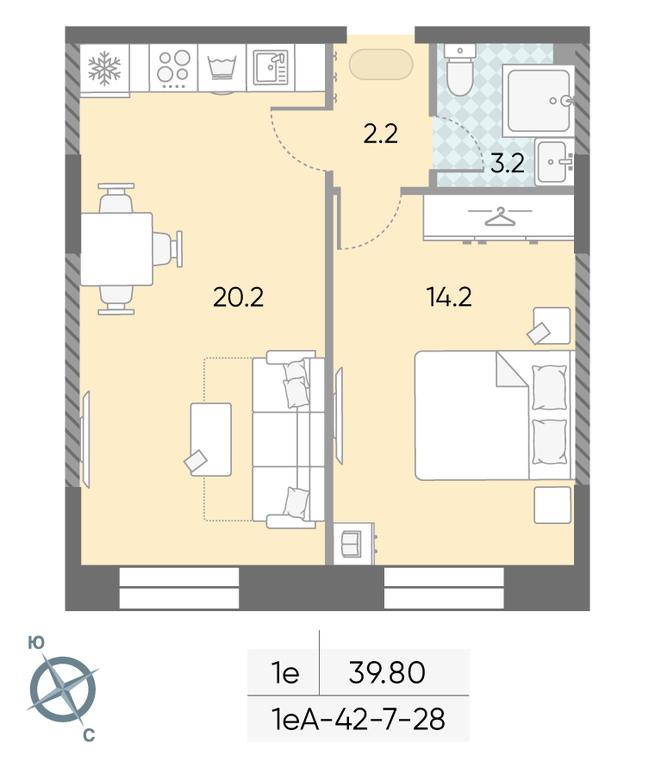 1-BD Apartment Sale, 39.8 sq. m. at Zilart, Rodchenko Street, 1, Moscow, Russia #1