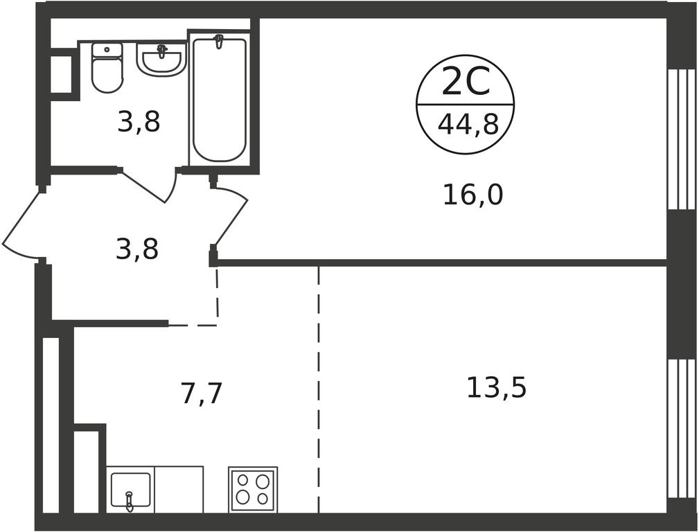 2-BD Apartment Sale, 44.8 sq. m. at Zareche Park, Zarechnaya ulitsa, 25с1, rabochiy posyolok Zarechye, Odintsovskiy City District, Moscow Region, Russia #1 2-BD Apartment Sale, 44.8 sq. m. at Zareche Park, Zarechnaya ulitsa, 25с1, rabochiy posyolok Zarechye, Odintsovskiy City District, Moscow Region, Russia #1