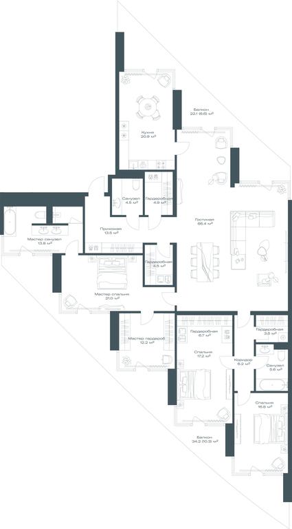 2-BD Apartment Sale, 234.6平方米 at Opus, Derbenevskaya Street, 1с1, Moscow, Russia #1 2-BD Apartment Sale, 234.6平方米 at Opus, Derbenevskaya Street, 1с1, Moscow, Russia #1