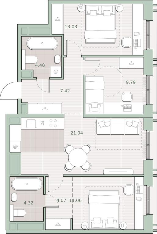 3-BD Apartment Sale, 75.21 sq. m. at Sreda na Kutuzovskom, Ivana Franko Street, Moscow, Russia #1 3-BD Apartment Sale, 75.21 sq. m. at Sreda na Kutuzovskom, Ivana Franko Street, Moscow, Russia #1