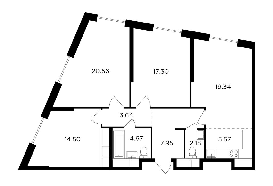 3-BD Apartment Sale, 93.6 sq. m. at KutuzovGRAD II, Petra Alekseyeva Street, 12с1, Moscow, Russia #1