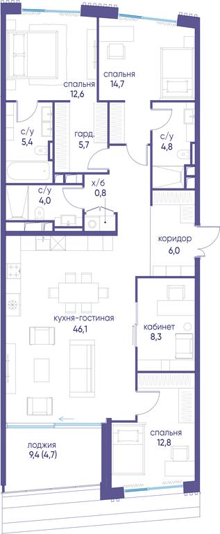 4-BD Apartment Sale, 125.9 sq. m. at Ostrov, Nizhnye Mnyovniki Street, 37Ас4, Moscow, Russia #1 4-BD Apartment Sale, 125.9 sq. m. at Ostrov, Nizhnye Mnyovniki Street, 37Ас4, Moscow, Russia #1