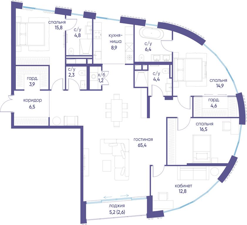 4-BD Apartment Sale, 162.1 sq. m. at Ostrov, Nizhnye Mnyovniki Street, 37Ас4, Moscow, Russia #1
