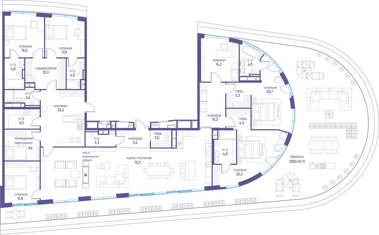 7-BD Apartment Sale, 318.1 sq. m. at Ostrov, Nizhnye Mnyovniki Street, 37Ас4, Moscow, Russia #1 7-BD Apartment Sale, 318.1 sq. m. at Ostrov, Nizhnye Mnyovniki Street, 37Ас4, Moscow, Russia #1