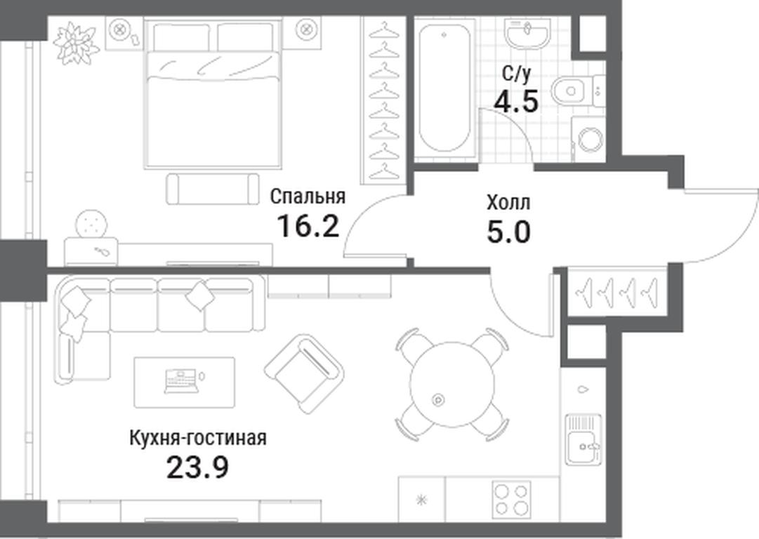 1-BD Apartment Sale, 49.6平方米 at Nagatino i-Land, Andropova Avenue, 18с4, Moscow, Russia #1 1-BD Apartment Sale, 49.6平方米 at Nagatino i-Land, Andropova Avenue, 18с4, Moscow, Russia #1