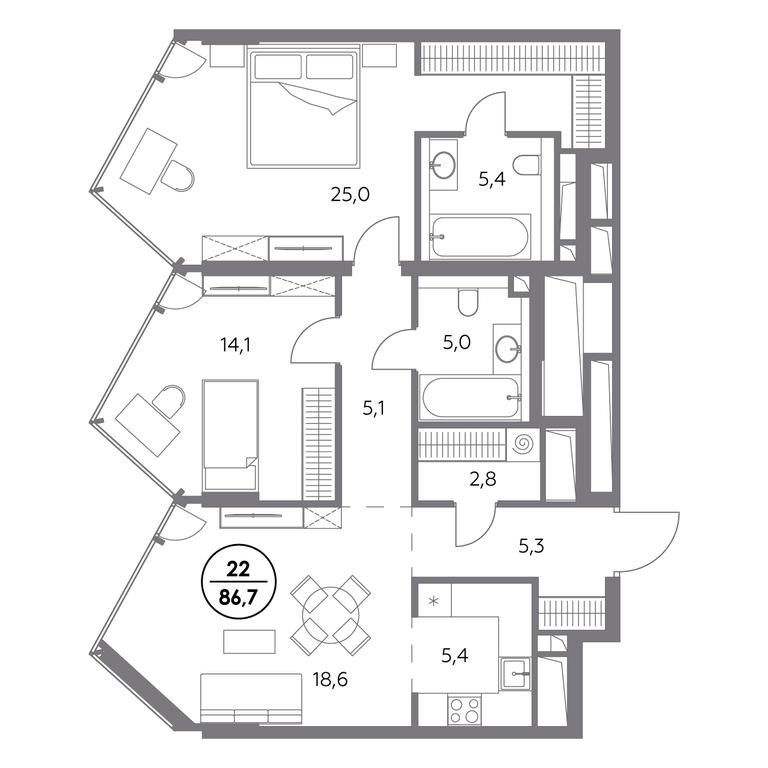 3-BD Apartment Sale, 86.7 sq. m. at Monblan, Shlyuzovaya Embankment, 2/1с1, Moscow, Russia #1 3-BD Apartment Sale, 86.7 sq. m. at Monblan, Shlyuzovaya Embankment, 2/1с1, Moscow, Russia #1