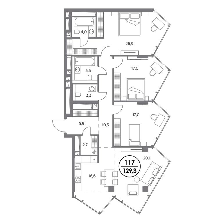 Продажа 4-комн. квартиры, 129,3 м² в ЖК «Монблан», Шлюзовая набережная, 2/1с1, Москва, Россия #1 Продажа 4-комн. квартиры, 129,3 м² в ЖК «Монблан», Шлюзовая набережная, 2/1с1, Москва, Россия #1