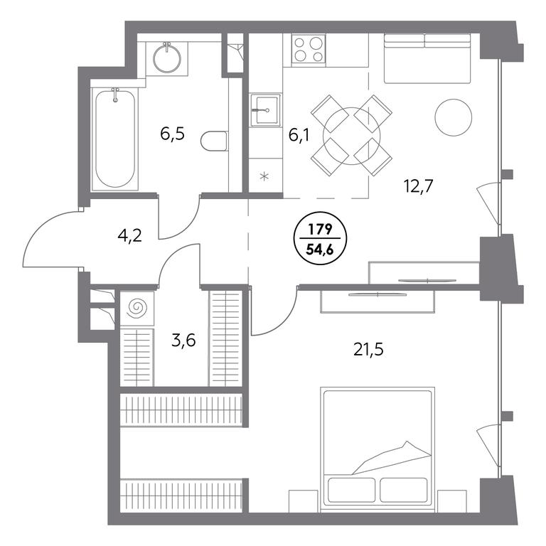 2-BD Apartment Sale, 54.6平方米 at Monblan, Shlyuzovaya Embankment, 2/1с1, Moscow, Russia #1 2-BD Apartment Sale, 54.6平方米 at Monblan, Shlyuzovaya Embankment, 2/1с1, Moscow, Russia #1