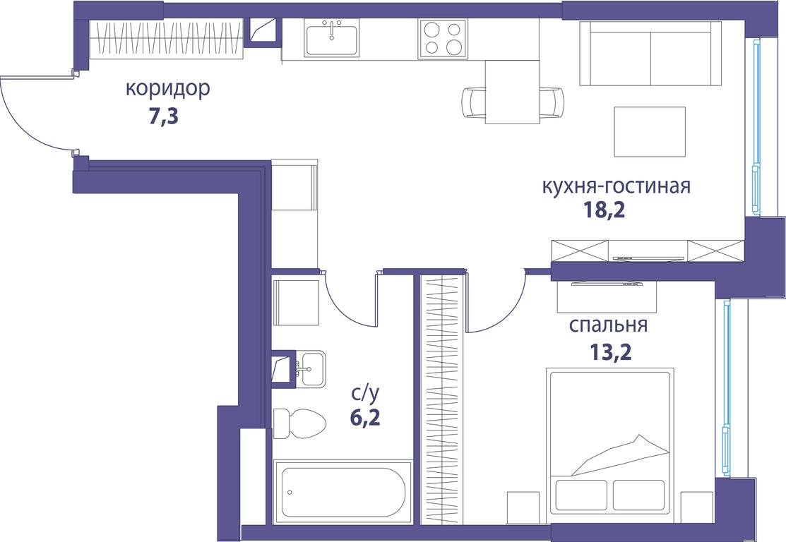 Продажа 1-комн. квартиры, 44,9 м² в ЖК «Символ», проезд Невельского, 6к1, Москва, Россия #1 Продажа 1-комн. квартиры, 44,9 м² в ЖК «Символ», проезд Невельского, 6к1, Москва, Россия #1