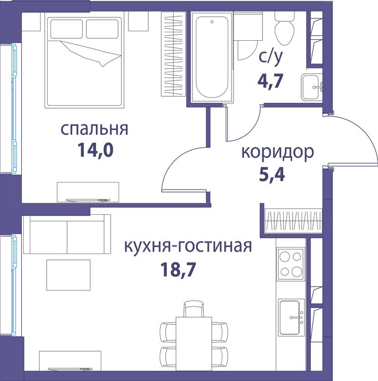 Продажа 1-комн. квартиры, 42,8 м² в ЖК «Символ», проезд Невельского, 6к1, Москва, Россия #1 Продажа 1-комн. квартиры, 42,8 м² в ЖК «Символ», проезд Невельского, 6к1, Москва, Россия #1