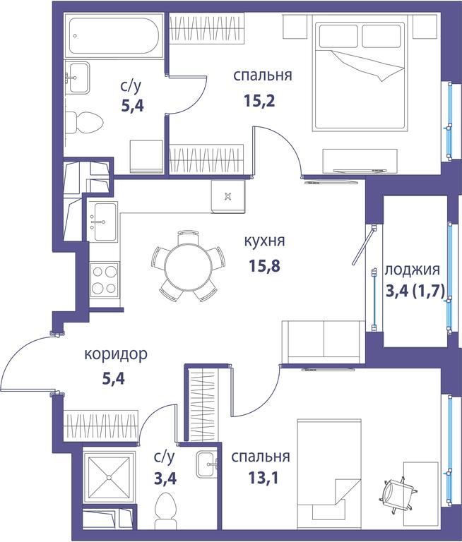 Продажа 2-комн. квартиры, 59,6 м² в ЖК «Символ», проезд Невельского, 6к1, Москва, Россия #1 Продажа 2-комн. квартиры, 59,6 м² в ЖК «Символ», проезд Невельского, 6к1, Москва, Россия #1