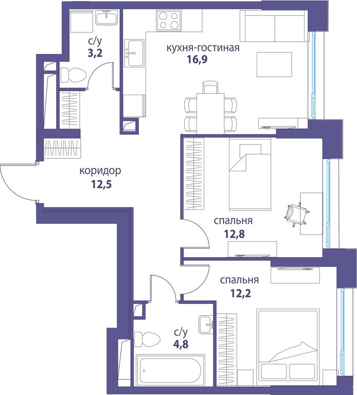Продажа 2-комн. квартиры, 62,4 м² в ЖК «Символ», проезд Невельского, 6к1, Москва, Россия #1 Продажа 2-комн. квартиры, 62,4 м² в ЖК «Символ», проезд Невельского, 6к1, Москва, Россия #1