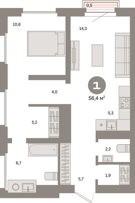 1-BD Apartment Sale, 56.4 sq. m. at Kvartal Metronom, Tagilskaya Street, Moscow, Russia #1 1-BD Apartment Sale, 56.4 sq. m. at Kvartal Metronom, Tagilskaya Street, Moscow, Russia #1