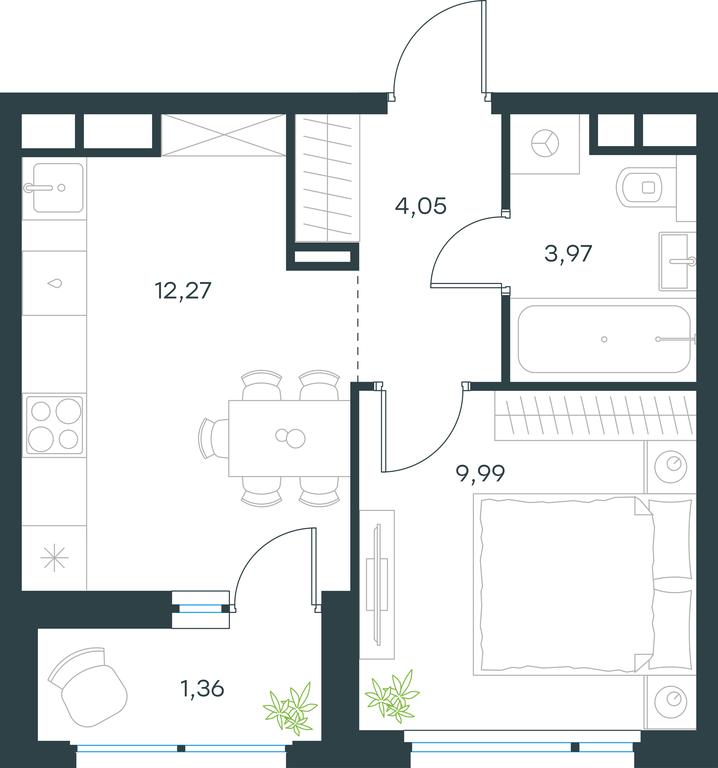 Apartment Sale, 31.6平方米 at Gorod V lesu, Gorod V Lesu Residential Complex, Village of Otradnoye, Krasnogorsk Urban District, Moscow Region, Russia #1