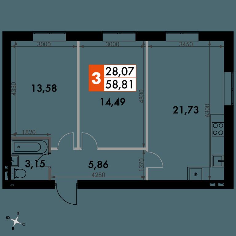 2-BD Apartment Sale, 58.8平方米 at Park Aprel, ulitsa Park Aprel, 1, Aprelevka, Naro-Fominskiy City District, Moscow Region, Russia #1 2-BD Apartment Sale, 58.8平方米 at Park Aprel, ulitsa Park Aprel, 1, Aprelevka, Naro-Fominskiy City District, Moscow Region, Russia #1