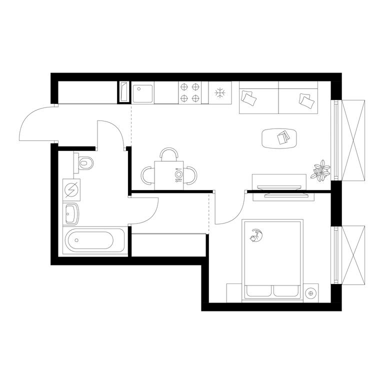 1-BD Apartment Sale, 34.3 sq. m. at Irtyshskiy Kvartal, 2nd Irtyshsky Drive, Moscow, Russia #1