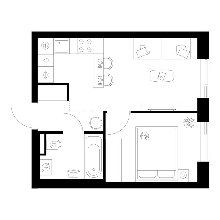 1-BD Apartment Sale, 31.3 sq. m. at Michurinskiy Park, Ozyornaya Street, 44А, Moscow, Russia #1