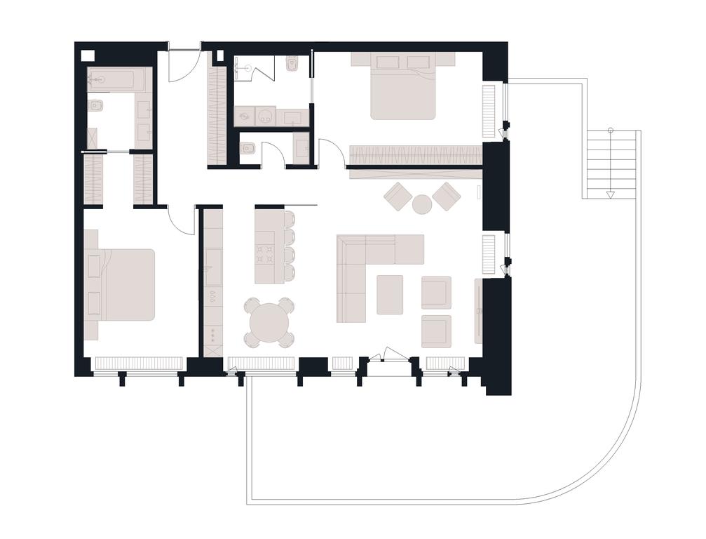 2-BD Apartment Sale, 141.8 sq. m. at Victory Park Residences, Bratyev Fonchenko Street, вл3, Moscow, Russia #1 2-BD Apartment Sale, 141.8 sq. m. at Victory Park Residences, Bratyev Fonchenko Street, вл3, Moscow, Russia #1
